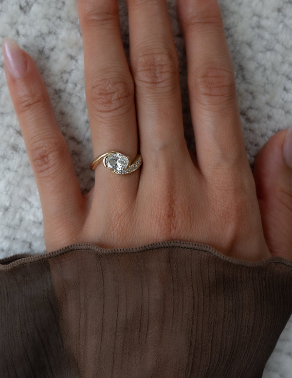 Solitaire Rapture Pave-Oval Lab Grown Diamond Engagement Ring - Solitaire-Oval Lab Grown Diamond Engagement Ring