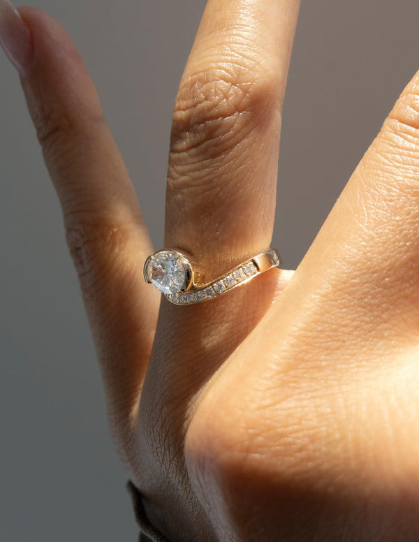 Solitaire Rapture Pave-Oval Lab Grown Diamond Engagement Ring - Solitaire-Oval Lab Grown Diamond Engagement Ring