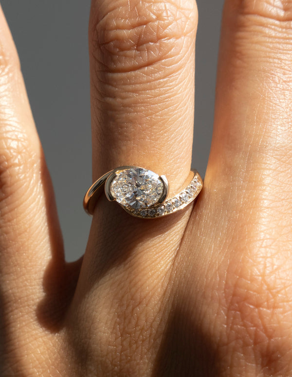 Solitaire Rapture Pave-Oval Lab Grown Diamond Engagement Ring - Solitaire-Oval Lab Grown Diamond Engagement Ring