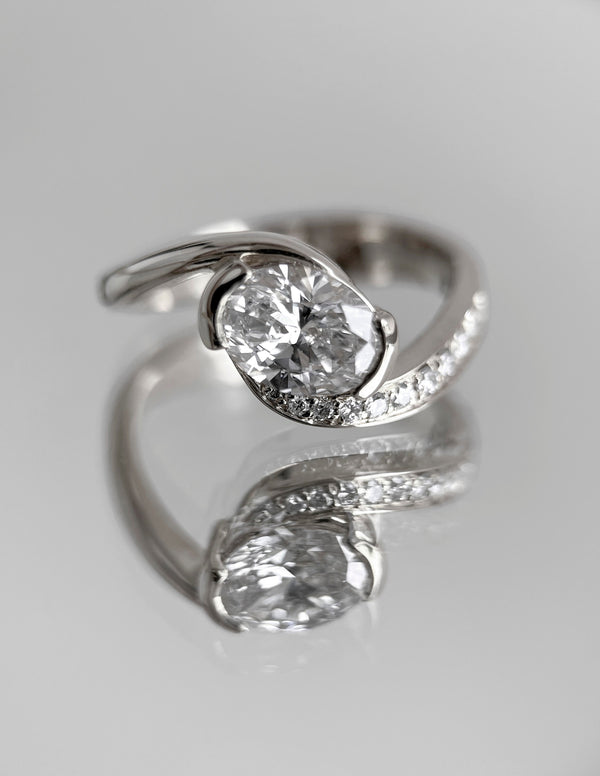 Solitaire Rapture Pave-Oval Lab Grown Diamond Engagement Ring - Solitaire-Oval Lab Grown Diamond Engagement Ring