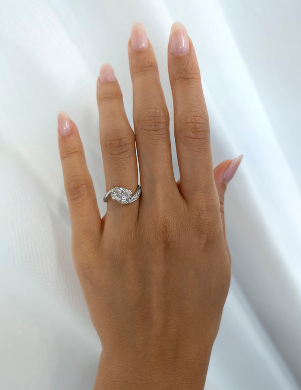 Solitaire Rapture Pave-Oval Lab Grown Diamond Engagement Ring - Solitaire-Oval Lab Grown Diamond Engagement Ring