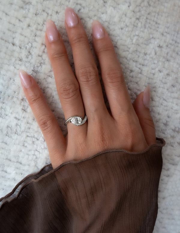 Solitaire Rapture Pave-Pear Lab Grown Diamond Engagement Ring - Solitaire-Oval Lab Grown Diamond Engagement Ring