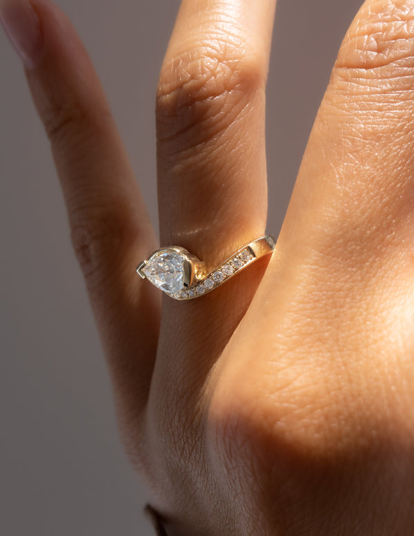 Solitaire Rapture Pave-Pear Lab Grown Diamond Engagement Ring - Solitaire-Oval Lab Grown Diamond Engagement Ring