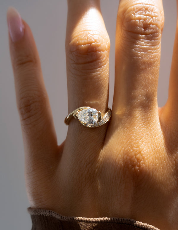 Solitaire Rapture Pave-Pear Lab Grown Diamond Engagement Ring - Solitaire-Oval Lab Grown Diamond Engagement Ring