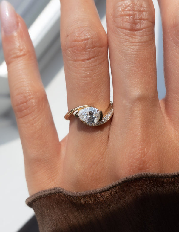 Solitaire Rapture Pave-Pear Lab Grown Diamond Engagement Ring - Solitaire-Oval Lab Grown Diamond Engagement Ring