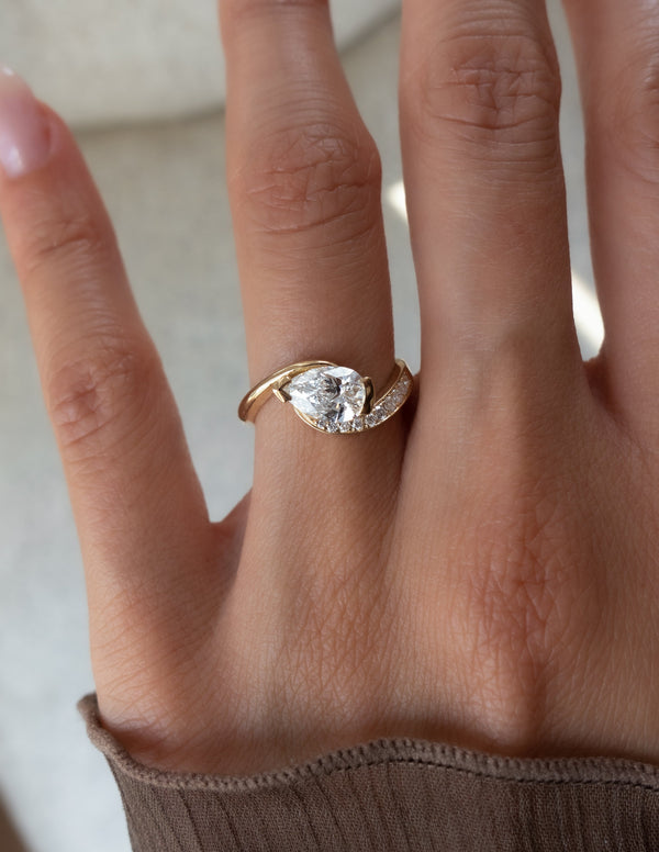 Solitaire Rapture Pave-Pear Lab Grown Diamond Engagement Ring - Solitaire-Oval Lab Grown Diamond Engagement Ring