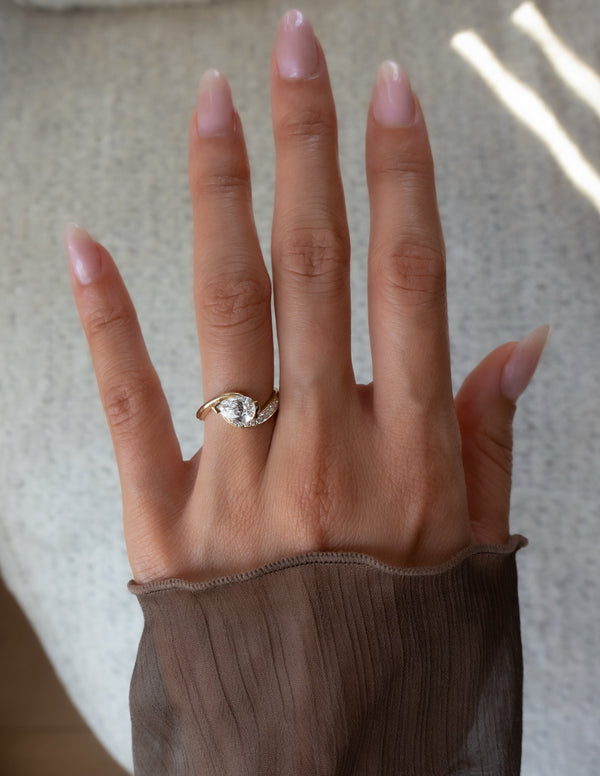 Solitaire Rapture Pave-Pear Lab Grown Diamond Engagement Ring - Solitaire-Oval Lab Grown Diamond Engagement Ring