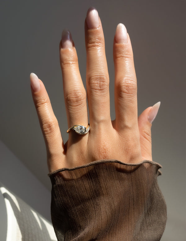 Solitaire Rapture Pave-Pear Lab Grown Diamond Engagement Ring - Solitaire-Oval Lab Grown Diamond Engagement Ring