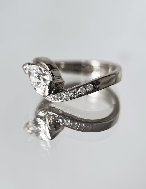 Solitaire Rapture Pave-Pear Lab Grown Diamond Engagement Ring - Solitaire-Oval Lab Grown Diamond Engagement Ring