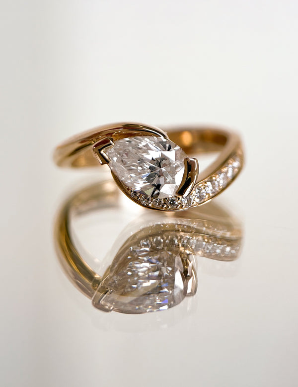 Solitaire Rapture Pave-Pear Lab Grown Diamond Engagement Ring - Solitaire-Oval Lab Grown Diamond Engagement Ring