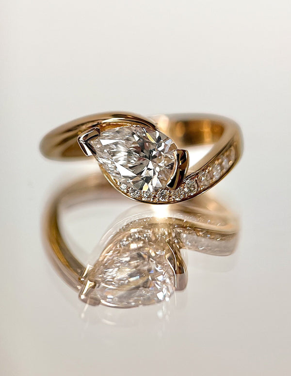 Solitaire Rapture Pave-Pear Lab Grown Diamond Engagement Ring - Solitaire-Oval Lab Grown Diamond Engagement Ring