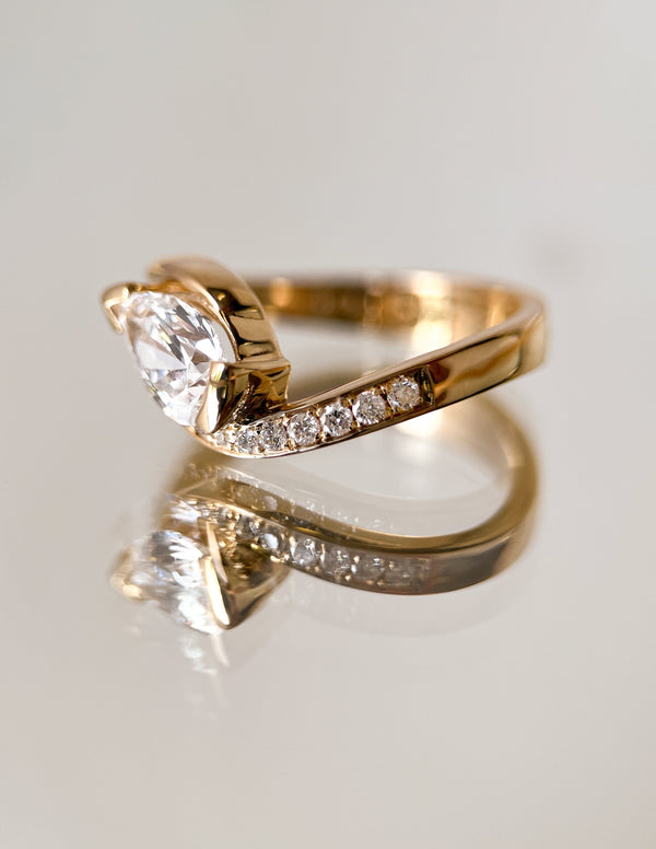 Solitaire Rapture Pave-Pear Lab Grown Diamond Engagement Ring - Solitaire-Oval Lab Grown Diamond Engagement Ring