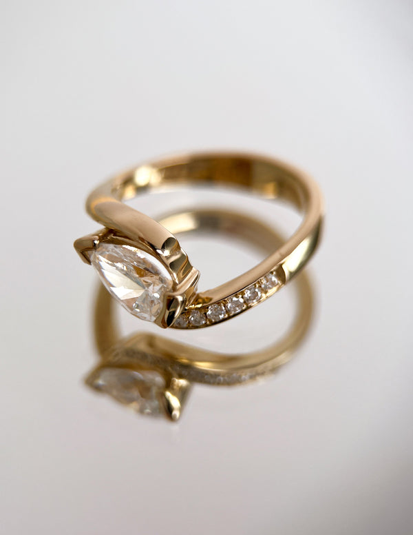 Solitaire Rapture Pave-Pear Lab Grown Diamond Engagement Ring - Solitaire-Oval Lab Grown Diamond Engagement Ring