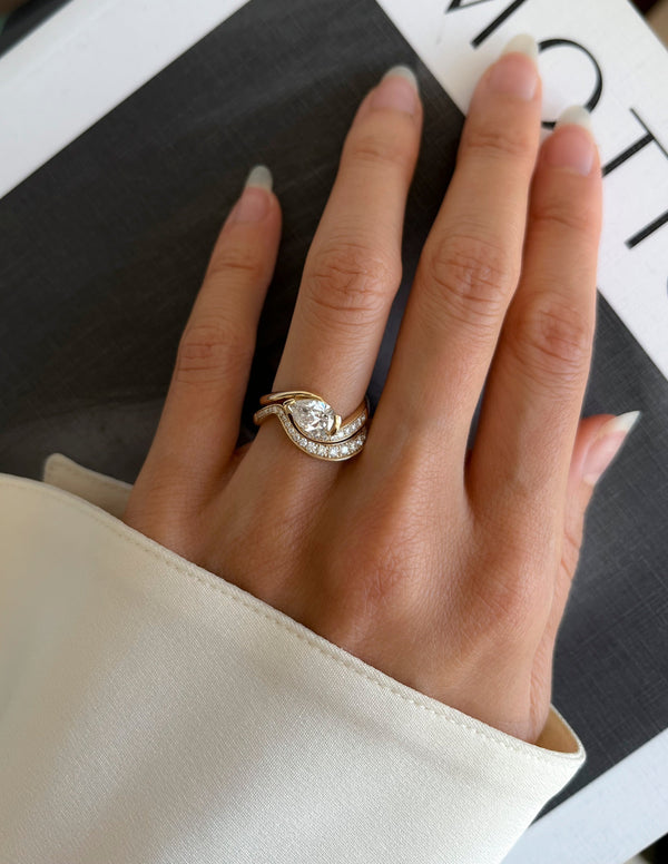 Solitaire Rapture & Pave Band- 1 CT Pear Lab Grown Diamond Bridal Set - Solitaire Rapture & Pave Band- Oval Lab Grown Diamond Bridal Set