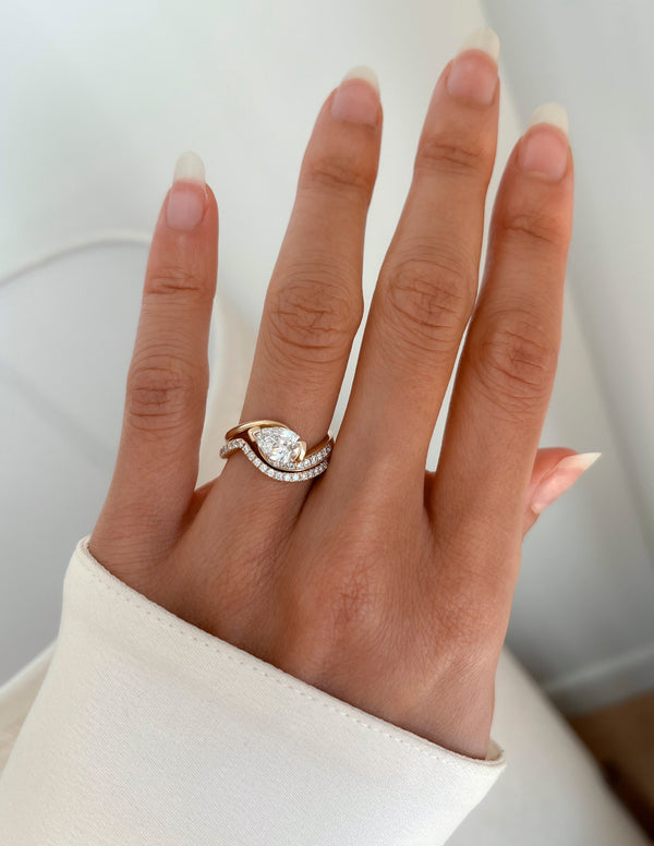 Solitaire Rapture & Pave Band- 1 CT Pear Lab Grown Diamond Bridal Set - Solitaire Rapture & Pave Band- Oval Lab Grown Diamond Bridal Set