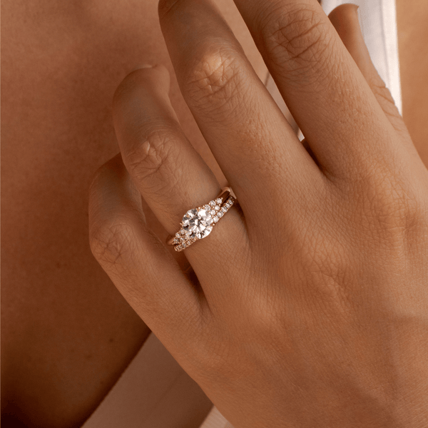 Cluster-Round Lab Grown Diamond Engagement Ring - Solitaire-Oval Lab Grown Diamond Engagement Ring