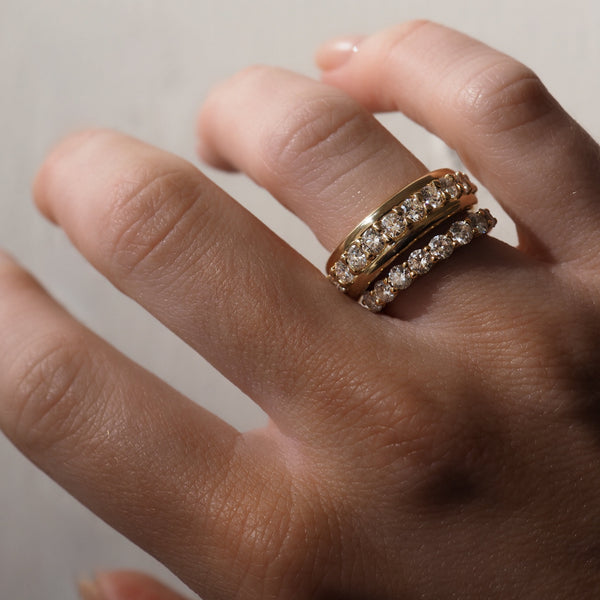 Bold Pave- 2.2 CT Round Lab Grown Diamond Wedding Band - Eternity- 0.50 CT Round Lab Grown Diamond Wedding Band