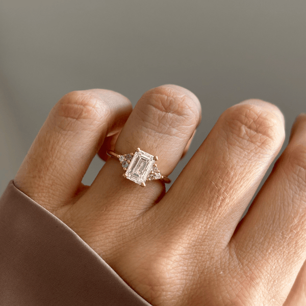 Cluster-Emerald Lab Grown Diamond Engagement Ring - Solitaire-Oval Lab Grown Diamond Engagement Ring