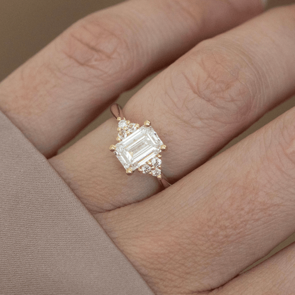 Cluster-Emerald Lab Grown Diamond Engagement Ring - Solitaire-Oval Lab Grown Diamond Engagement Ring