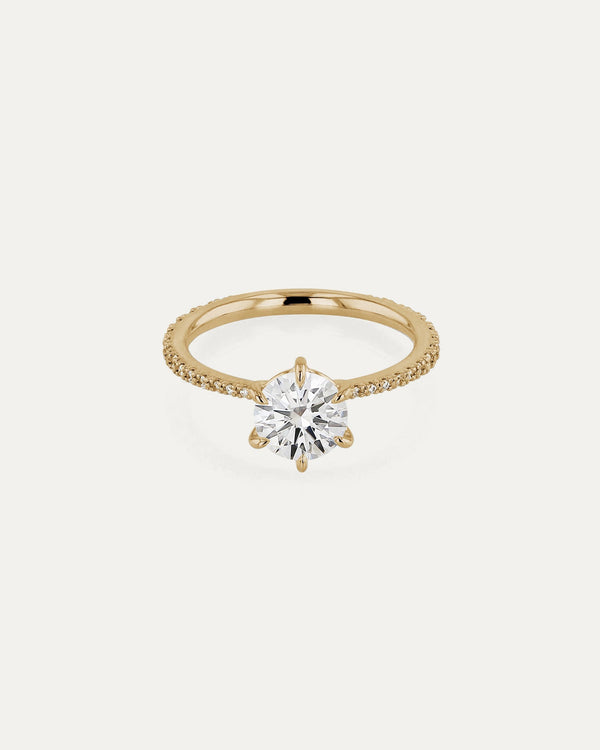 Pave-Round Lab Grown Diamond Engagement Ring - Solitaire-Oval Lab Grown Diamond Engagement Ring