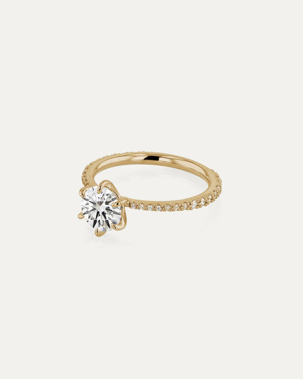 Pave-Round Lab Grown Diamond Engagement Ring - Solitaire-Oval Lab Grown Diamond Engagement Ring