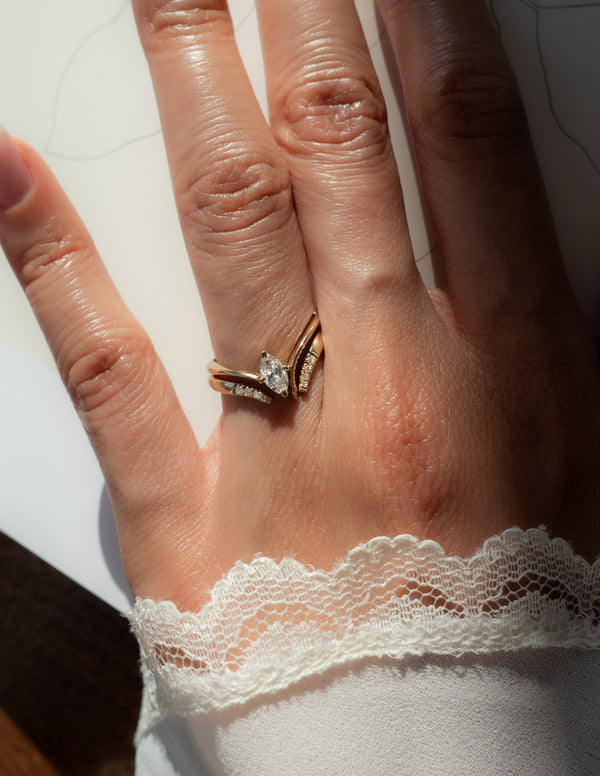 Solitaire Asymmetrical Band-Marquise Lab Grown Diamond Engagement Ring - Solitaire-Oval Lab Grown Diamond Engagement Ring