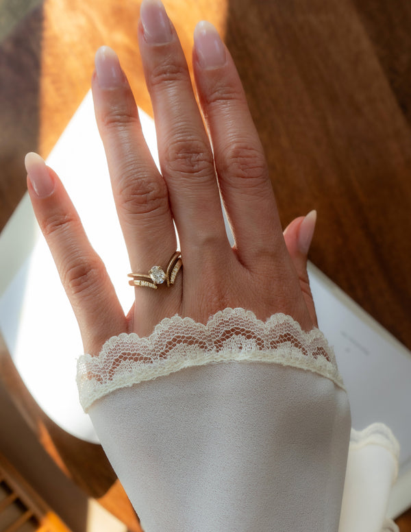 Solitaire Asymmetrical Band-Oval Lab Grown Diamond Engagement Ring - Solitaire-Oval Lab Grown Diamond Engagement Ring