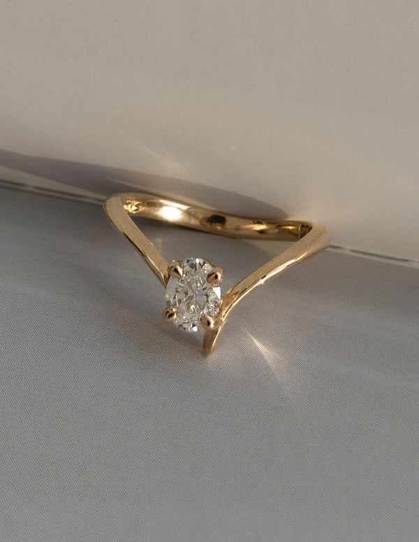 Solitaire Asymmetrical Band-Oval Lab Grown Diamond Engagement Ring - Solitaire-Oval Lab Grown Diamond Engagement Ring