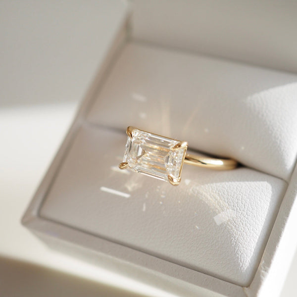 Solitaire East West-Emerald Lab Grown Diamond Engagement Ring - Solitaire-Oval Lab Grown Diamond Engagement Ring