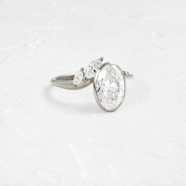 Bezel Dainty Style-Oval Lab Grown Diamond Engagement Ring - Solitaire-Oval Lab Grown Diamond Engagement Ring