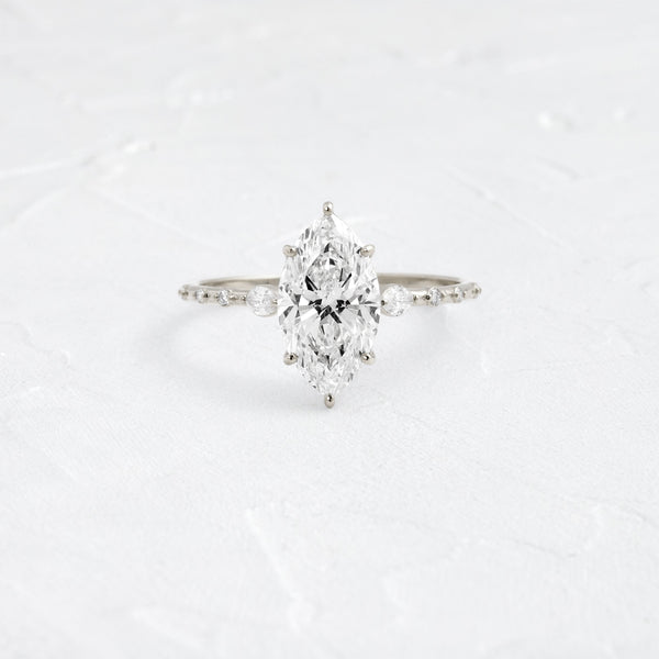 Three Stone & Pave-Marquise Lab Grown Diamond Engagement Ring - Solitaire-Oval Lab Grown Diamond Engagement Ring