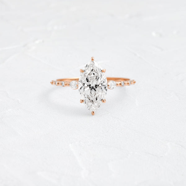 Three Stone & Pave-Marquise Lab Grown Diamond Engagement Ring - Solitaire-Oval Lab Grown Diamond Engagement Ring