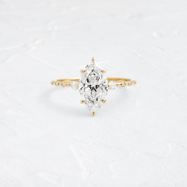 Three Stone & Pave-Marquise Lab Grown Diamond Engagement Ring - Solitaire-Oval Lab Grown Diamond Engagement Ring