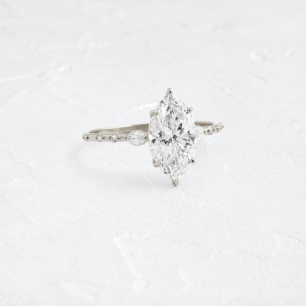 Three Stone & Pave-Marquise Lab Grown Diamond Engagement Ring - Solitaire-Oval Lab Grown Diamond Engagement Ring