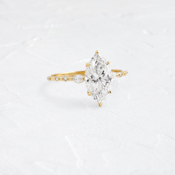 Three Stone & Pave-Marquise Lab Grown Diamond Engagement Ring - Solitaire-Oval Lab Grown Diamond Engagement Ring