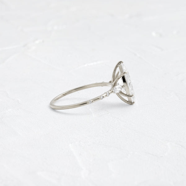 Three Stone & Pave-Marquise Lab Grown Diamond Engagement Ring - Solitaire-Oval Lab Grown Diamond Engagement Ring