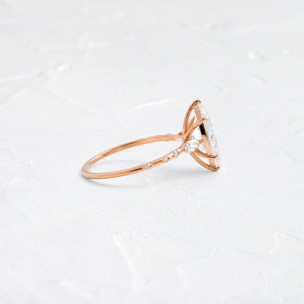 Three Stone & Pave-Marquise Lab Grown Diamond Engagement Ring - Solitaire-Oval Lab Grown Diamond Engagement Ring