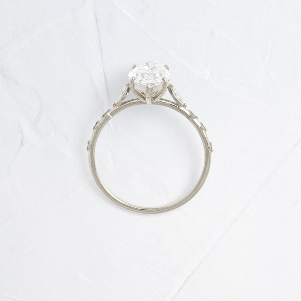 Three Stone & Pave-Marquise Lab Grown Diamond Engagement Ring - Solitaire-Oval Lab Grown Diamond Engagement Ring