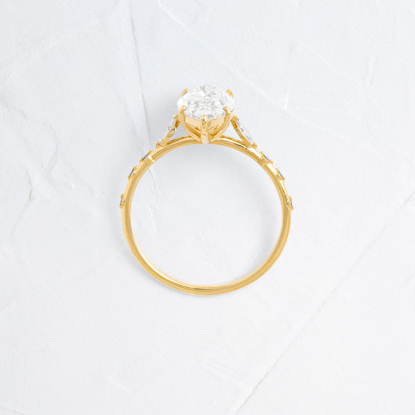 Three Stone & Pave-Marquise Lab Grown Diamond Engagement Ring - Solitaire-Oval Lab Grown Diamond Engagement Ring