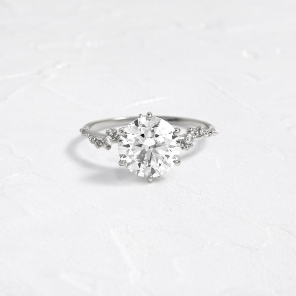 Cluster-Round Lab Grown Diamond Engagement Ring - Solitaire-Oval Lab Grown Diamond Engagement Ring