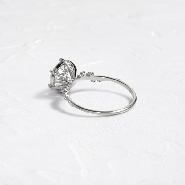 Cluster-Round Lab Grown Diamond Engagement Ring - Solitaire-Oval Lab Grown Diamond Engagement Ring