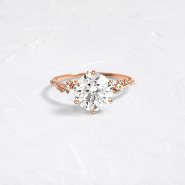 Cluster-Round Lab Grown Diamond Engagement Ring - Solitaire-Oval Lab Grown Diamond Engagement Ring