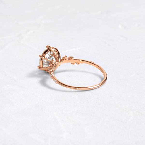 Cluster-Round Lab Grown Diamond Engagement Ring - Solitaire-Oval Lab Grown Diamond Engagement Ring