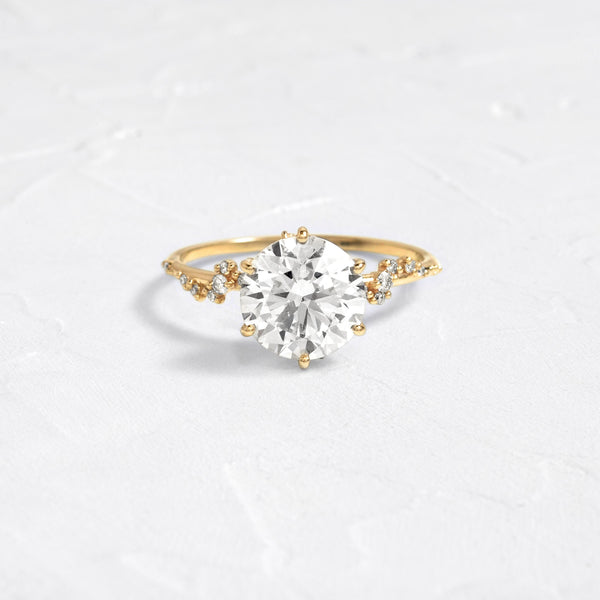 Cluster-Round Lab Grown Diamond Engagement Ring - Solitaire-Oval Lab Grown Diamond Engagement Ring