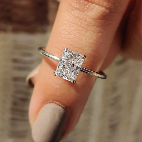 1.0 CT Radiant Solitaire Style Lab Grown Diamond Engagement Ring - FEONT e9a4e003 1a59 4b32 a600 addfd5f85080