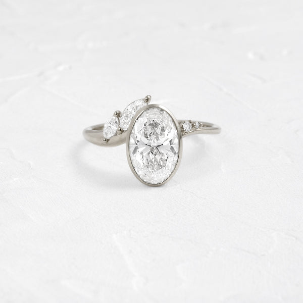 Bezel Dainty Style-Oval Lab Grown Diamond Engagement Ring - Solitaire-Oval Lab Grown Diamond Engagement Ring