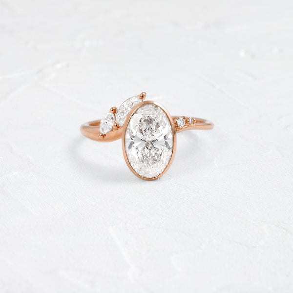 Bezel Dainty Style-Oval Lab Grown Diamond Engagement Ring - Solitaire-Oval Lab Grown Diamond Engagement Ring
