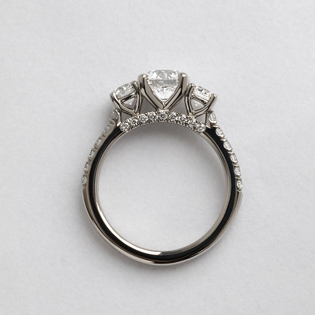Three Stone & Pave-Round Lab Grown Diamond Engagement Ring