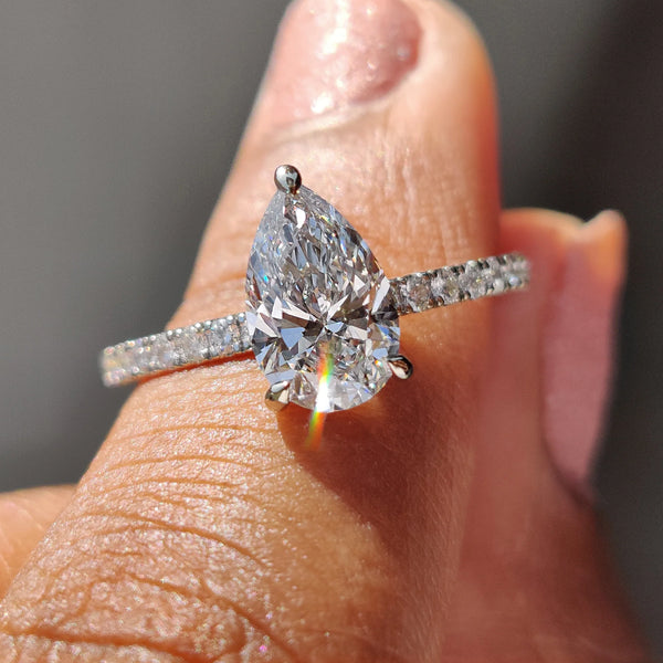 1.0 CT Pear Hidden Halo & Pave Style Lab Grown Diamond Engagement Ring - FRONT 723753ae d71e 49a2 ace7 2a137fc4914f