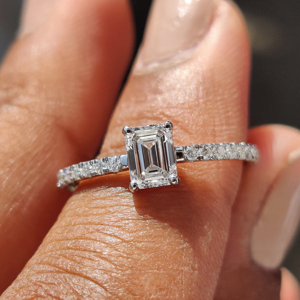 0.50 CT Emerald Pave Style Lab Grown Diamond Engagement Ring - FRONT 7fc910a8 85ea 4d4d ad64 c1a5caa813f0